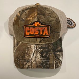 New Costa Trucker Hat Mesh Snap Back Camo Trees Orange One size